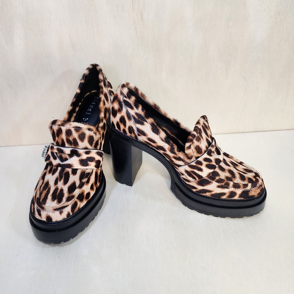 Gianni Bini Maxxwelle Leopard Print Faux Calf Hair Platform Loafers, 9.5